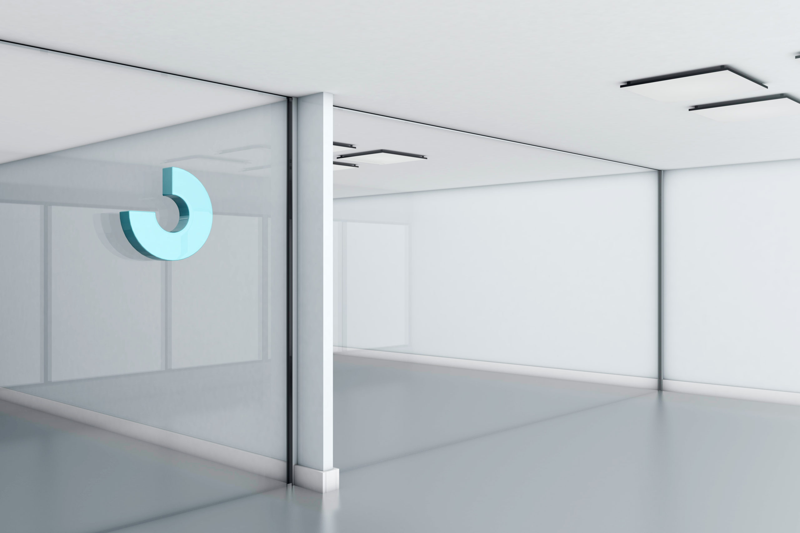 Abstract logo mockup on glass office wall